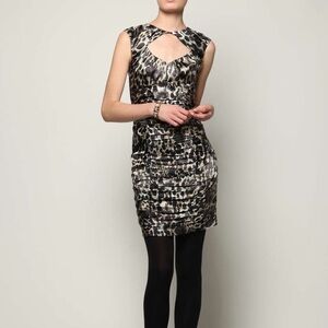 Nanette Lepore Fiery Angel Silk Cheetah Print Ruched Dress – Size 2